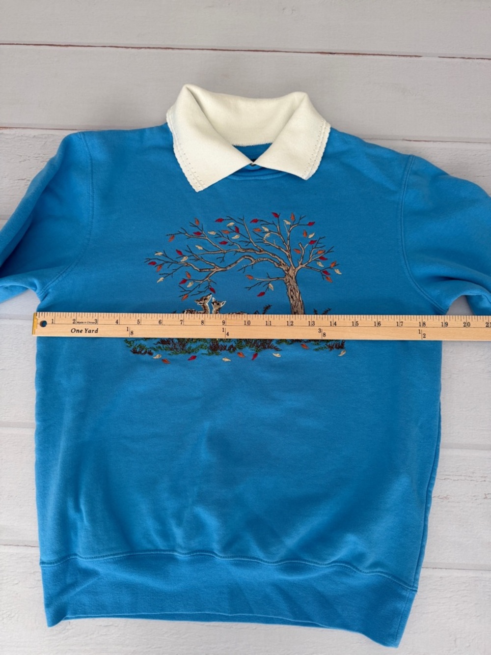 Southern Lady Vintage 90s Blue Embroidered Deer Sweatshirt Collared Women’s S - Picture 5 of 9